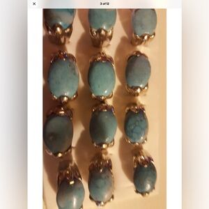 Turquoise Silver Women's Rings FASHION RING STYLE SILVER TONE TORQUOISE LOOK NEW